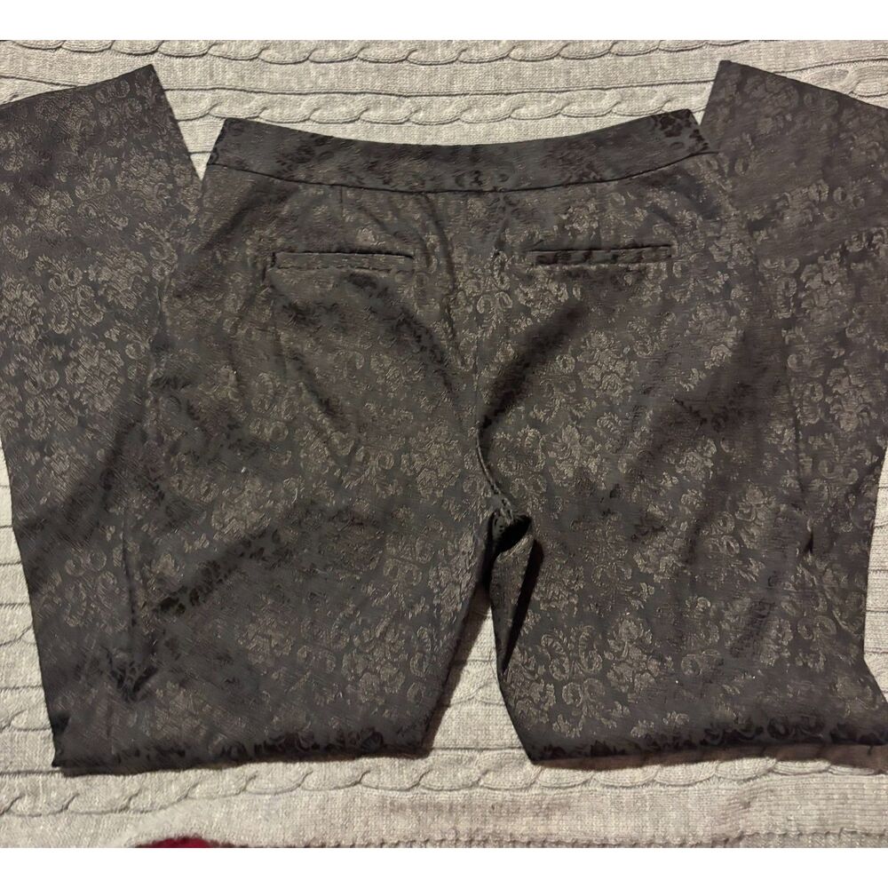 Dana Buchman Black Damask Jacquard Brocade Tailored Dress Pants Size 10